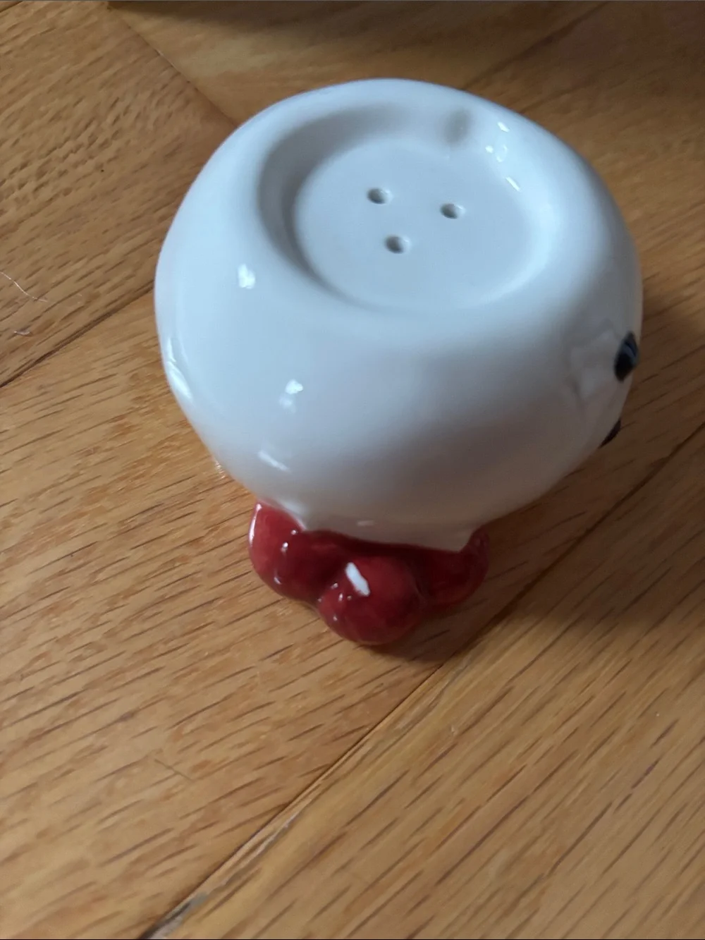 Ceramic Snowman Figurine with Black Top Hat and Green Band